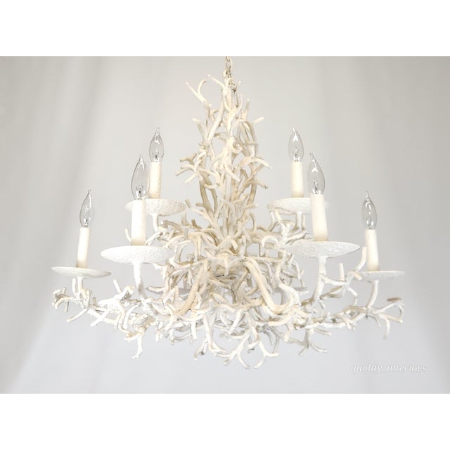 Fabulous MCM Palm Beach 1960s 9 Arm 9 Light Coral Iron Tole (Heavy) Chandelier For Sale - Image 10 of 12