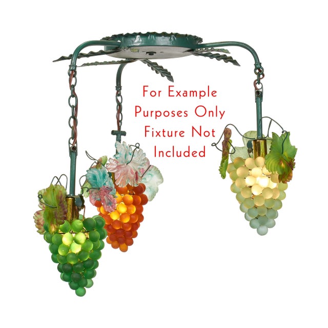 Art Nouveau 1930s Attributed to Murano Art Nouveau Multicolor Grape Cluster Lamp Shades - Set of 8 For Sale - Image 3 of 3