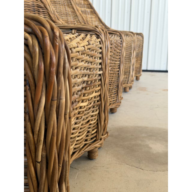 Michael Taylor Set of 8 Organic Modern Rustic Coastal Braided Rattan Dining Chairs For Sale - Image 4 of 12