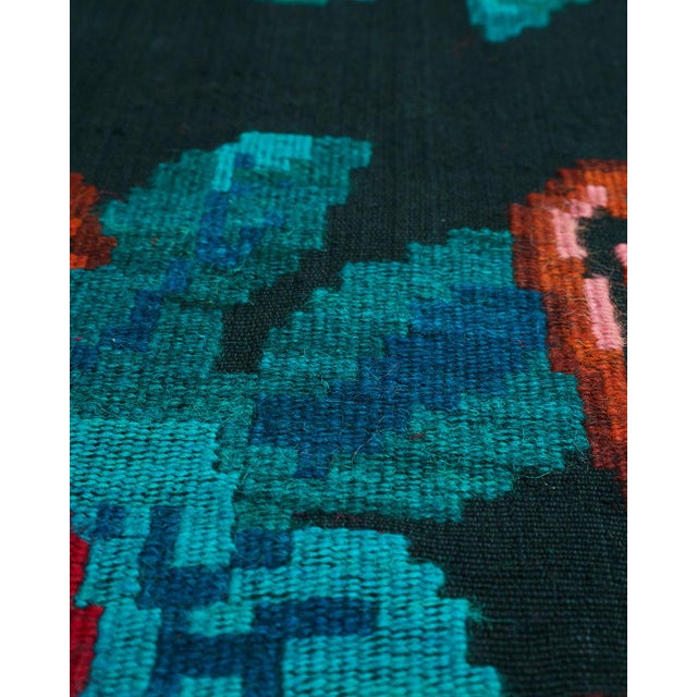 Vintage Romanian Floral Wool Flatweave Scoarță Rug with Rose Bouquet Pattern, 1960s For Sale - Image 4 of 14