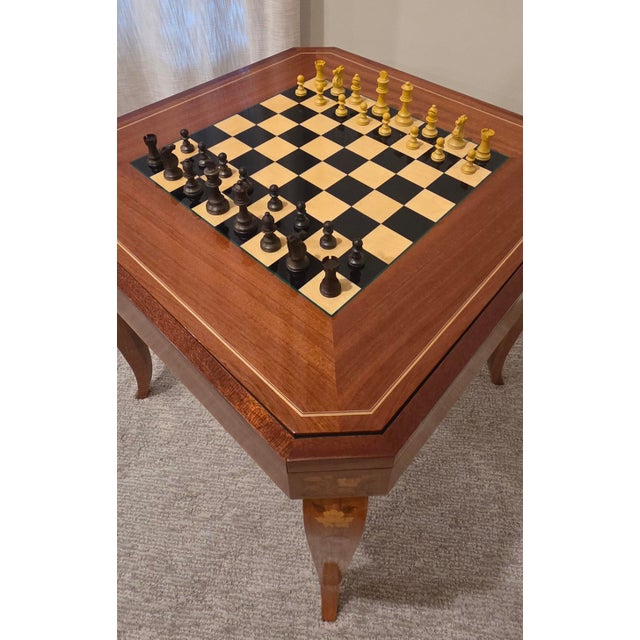 Vintage F.lli Jannuzzi Sorrento Italian Marquetry 5-in-1 Game Table Set With 4 Chairs For Sale - Image 9 of 18