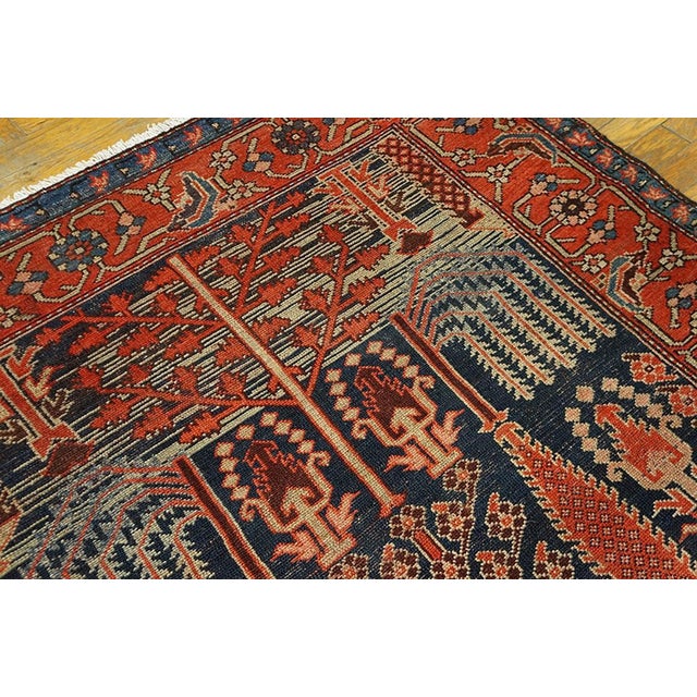 Persian 1900s Blue Navy Cypress Tree Antique Nw Persian "Bid Majnoun" Rug 4'6" X 7' Handknotted Wool Carpet For Sale - Image 3 of 6