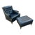 1971 Vintage Heritage Black Leather Armchair With Ottoman For Sale