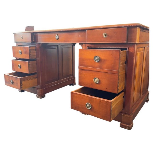 Antique English Victorian Partners Desk with Dual Functionality, 1880 For Sale - Image 4 of 17