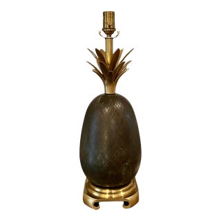 Vintage Palm Beach Regency Brass & Bronze Pineapple Table Lamp by Wildwood For Sale