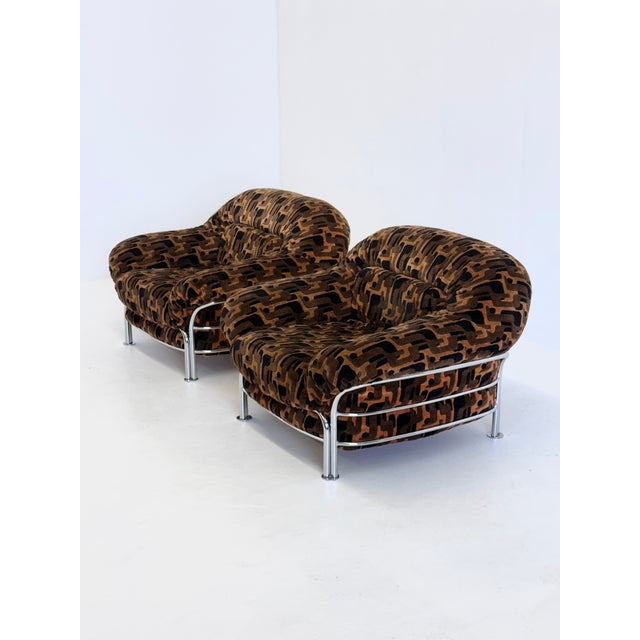 1970s Vintage Italian Lounge Chair with Tubular Frame, 1970s For Sale - Image 5 of 14