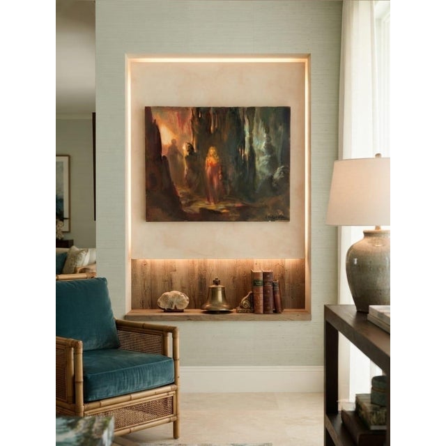 Antique Painting – Mystical Cave Figure Oil on Canvas (1980) For Sale - Image 12 of 12