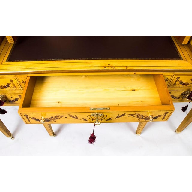Vintage Satinwood Marquetry Writing Desk, 1990s For Sale - Image 15 of 18