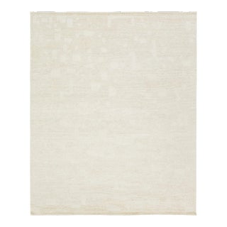 Modern Ivory Moroccan Style Wool Rug by Apadana Features a Minimalist Motif For Sale