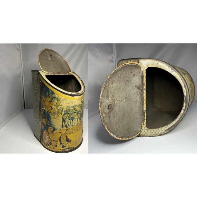 Blue Antique Tin Litho General Store Canister: Spanish Mexico Theme For Sale - Image 8 of 10