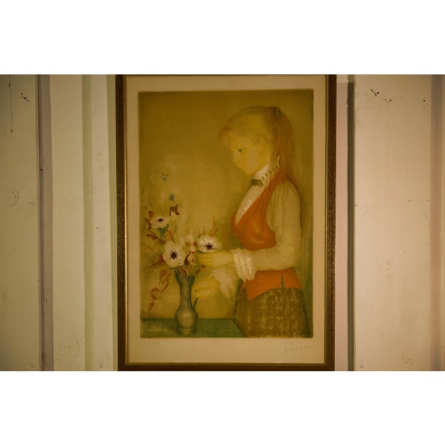 Guy Seradour, Young Girl with a Bouquet, 1960s, Paper For Sale - Image 4 of 9