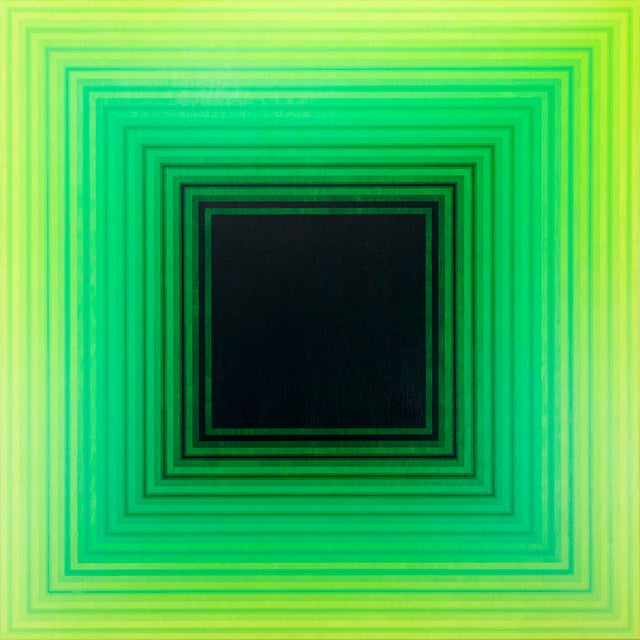 2020s Contemporary Abstract Acrylic on Canvas "Incremental Light (Green Light)" by Andy Harwood For Sale - Image 5 of 5