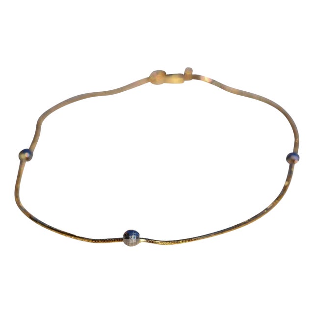 The Aduana: Ladies 14K Two Tone Gold Station Ankle Bracelet For Sale