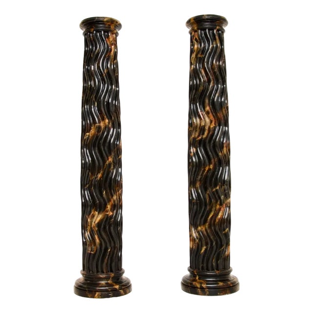 Large Marble Effect Columns, 1970, Set of 2 For Sale