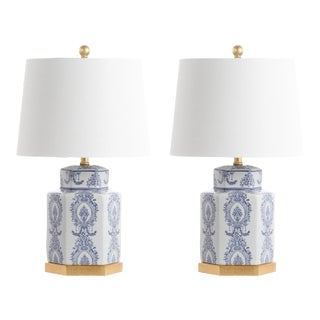 Bodin Chinoiserie Table Lamp in Blue Lapis/White - a Pair For Sale