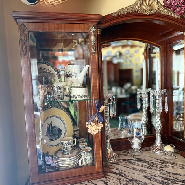 Wood 19th C Antique French Imprt Louis XVI Revival Marble Top Display Cabinet Buffet Vitrine For Sale - Image 7 of 15
