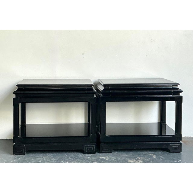 Vintage Ralph Lauren Chinoiserie Black Lacquered Side Tables - A Pair For Sale - Image 11 of 17