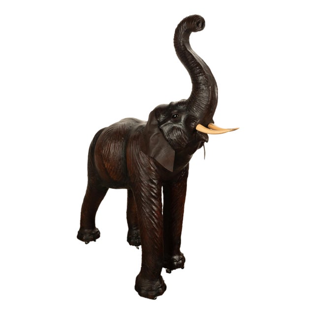 1930s Liberty of London Life Size Leather Baby Elephant Glass Eyes For Sale - Image 9 of 12