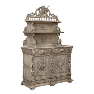 19th Century French Renaissance Hunt Buffet in Stripped Oak For Sale