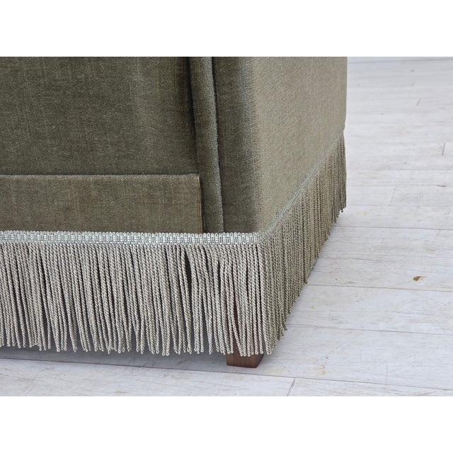 Vintage Danish Two-Seater Sofa in Green Furniture Velour and Beech Wood, 1970s For Sale - Image 6 of 18