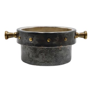 Mid 20th Century Mexican Silver-Plated and Bronze Ice Bucket / Wine Cooler For Sale
