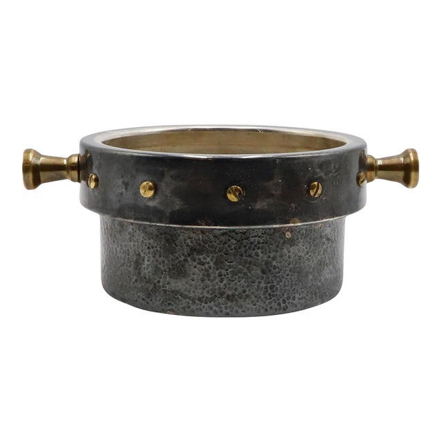 Mid 20th Century Mexican Silver-Plated and Bronze Ice Bucket / Wine Cooler For Sale