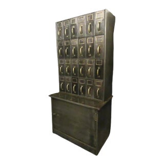 Mid 20th Century Industrial 2-Piece Catalog Cabinet For Sale