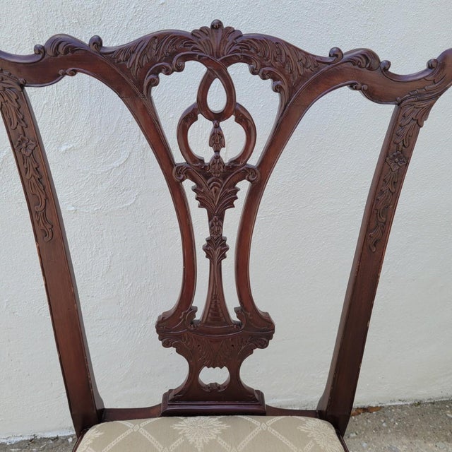 Maitland - Smith Set of Eight Chippendale-Style Mahogany Dining Chairs With Ball-and-Claw Feet For Sale - Image 4 of 10