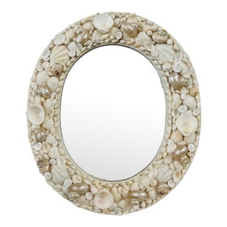 Vintage Shell Art Mirror For Sale