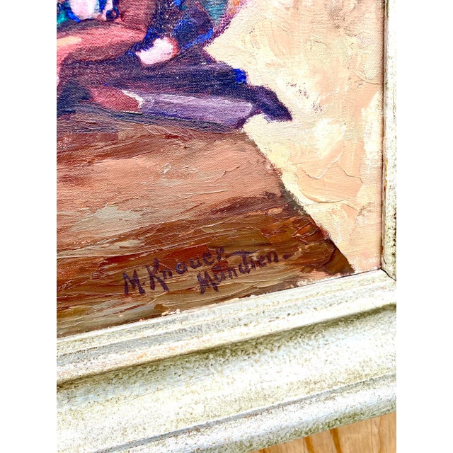 Midcentury Signed Original Floral Oil Painting For Sale - Image 4 of 12
