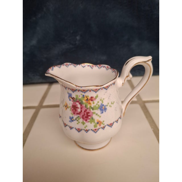 1930s Royal Albert "Petit Point" Creamer and Sugar Bowl For Sale - Image 17 of 18