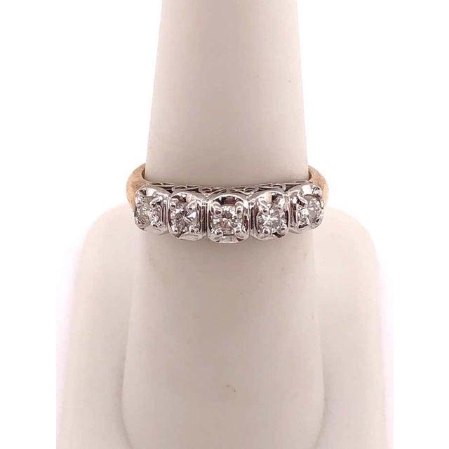 10 Karat Two-Tone Yellow and White Gold Crescent Ring With Five Diamonds For Sale In New York - Image 6 of 12