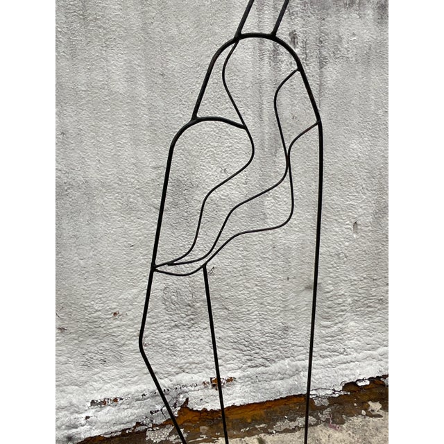 Black Vintage Post Modern Wrought Iron Sculpture of Woman For Sale - Image 8 of 9