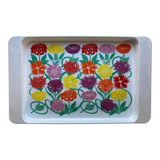 Vintage Ikea Enameled Spring Floral Serving Tray For Sale