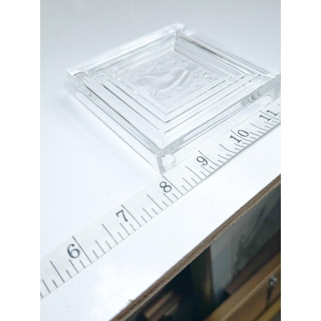 Transparent Vintage Lalique ‘Duncan’ Crystal Square Signed Box For Sale - Image 8 of 9