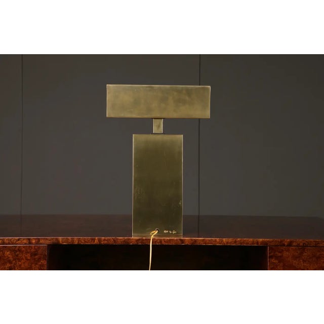 Karl Springer Karl Spinger 'Sculpture' Brass Table Lamp, C 1980, Signed For Sale - Image 4 of 18