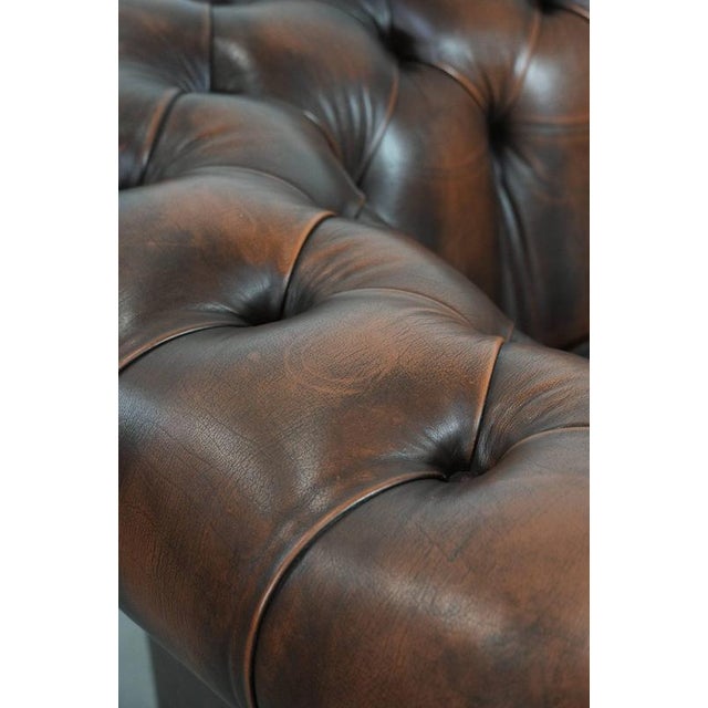 English Style Brown Cowhide Chesterfield Armchair For Sale - Image 16 of 17