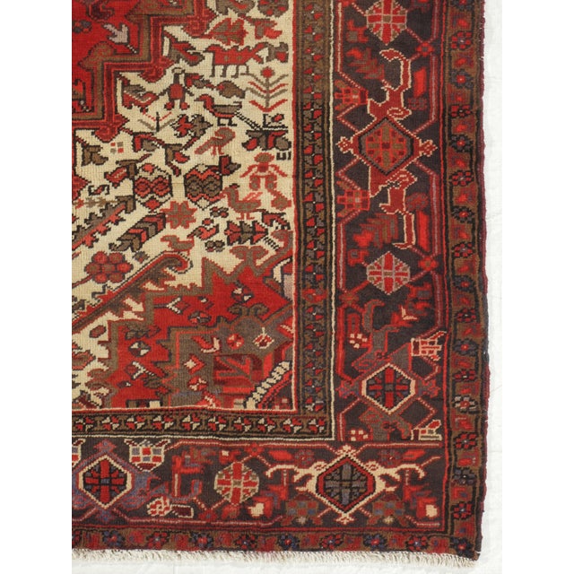 Vintage Hand-Knotted Persian Heriz Rug 8'0" X 10'10" For Sale - Image 4 of 6