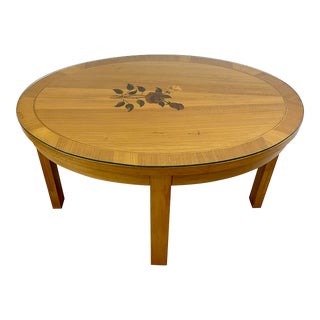 Mid-Century German Biedermeier Style Light Wood Marquetry Coffee Table For Sale