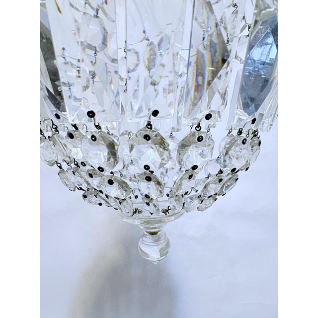 Silver Antique Crystal Basket-Style Pendant Chandelier For Sale - Image 8 of 8