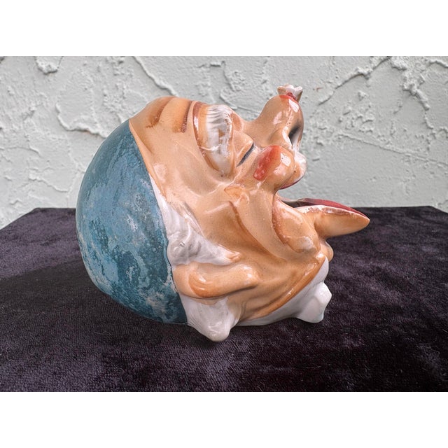 Vintage Hobo Clown Smoking Head Ashtray – Hand-Painted Ceramic – Japan / Occupied Japan For Sale - Image 4 of 7