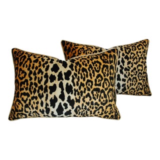 Hollywood Leopard Spot Safari Velvety Cotton Feather/Down Pillows - Pair For Sale