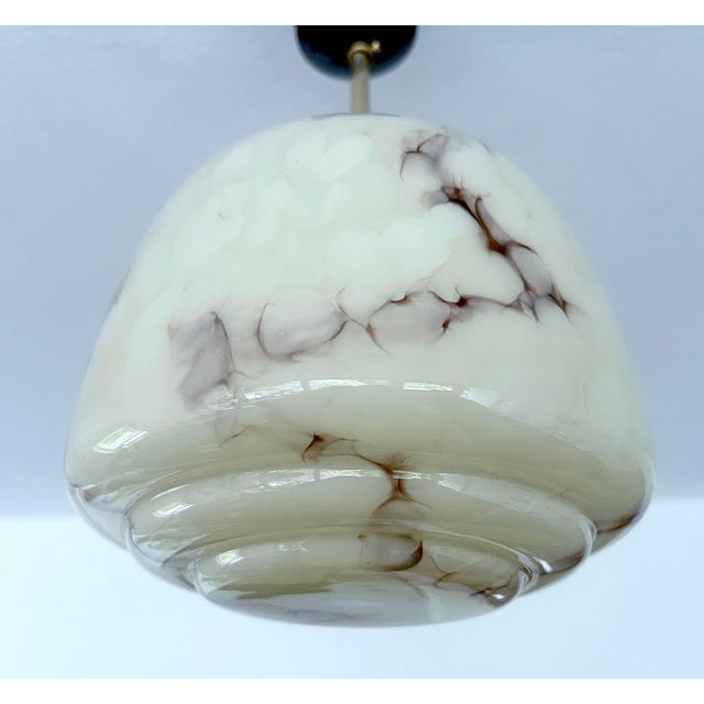 Art Deco Pendant Light in Marble Glass, 1930s For Sale - Image 12 of 18