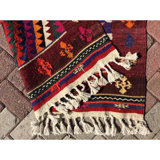 Vintage Mini Kilim - 42" X 57.5" For Sale - Image 10 of 11