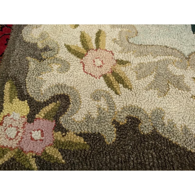 Vintage American Hand Hooked Rug, Wool & Cotton, Floral Pattern, Folk Art, 4x6 For Sale - Image 12 of 15