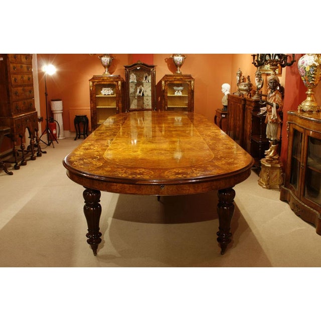 Burr Walnut Marquetry Dining Table and Chairs, 1990s, Set of 19 For Sale - Image 12 of 18
