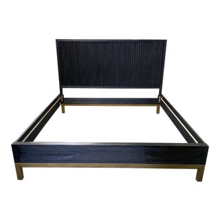 California King Rippled Wood Bedframe For Sale