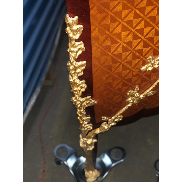 Bronze Louis XV Style Gilt-Bronze Mounted Parquetry Commode For Sale - Image 8 of 14