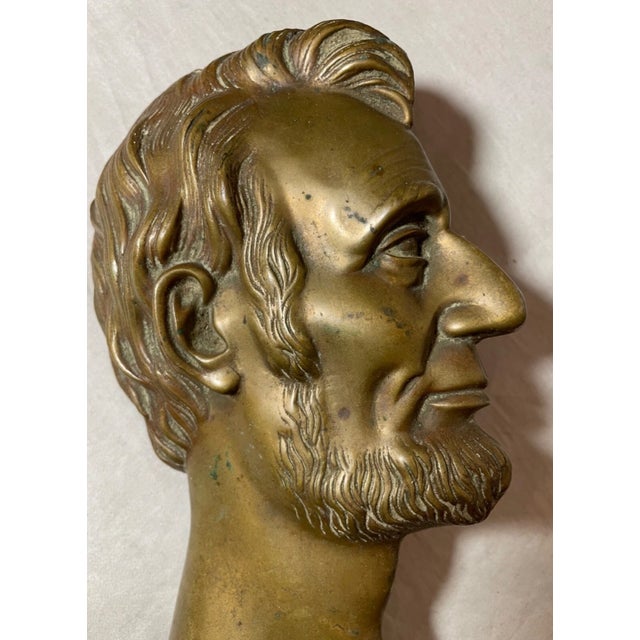 Figurative Antique Realistic Gilt Bronze Abraham Lincoln President Wall Plaque Medallion For Sale - Image 3 of 9