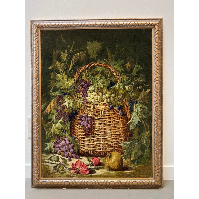 A rare hand knotted Tabriz rug in design of "fruit plate" painting. Custom framed. In realistic colors.